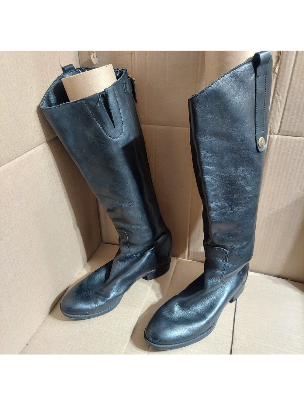 Sam Edelman Penny Women's US 6.5 M Black Leather Knee High Riding Boots